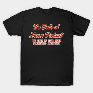 The Dolls of Horror Podcast red logo (black) T-Shirt